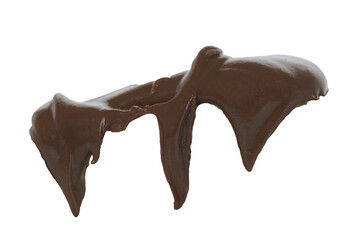 dripping chocolate, close-up of chocolate drips, drops of chocolate flowing from top to bottom, isolated on transparent background, png