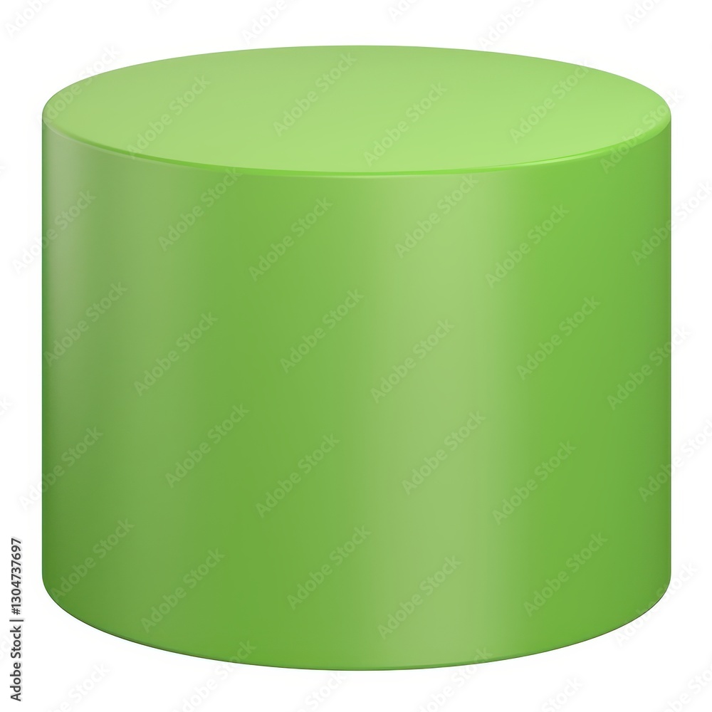 Aufkleber bright green cylinder shape 3d render of geometric solid simple minimalist design element