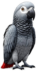 Obraz premium curious African Grey Parrot bird on white background
