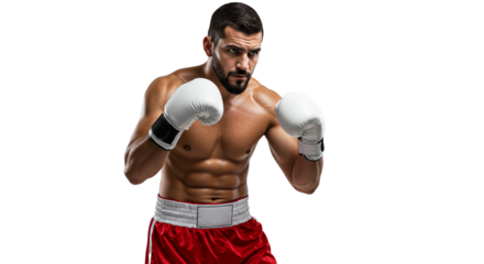 young man with boxing gloves isolated