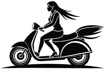 Modren scooter bike rider silhouette vector