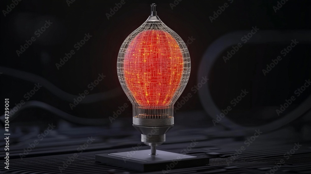 Poster 3d rendering of vintage lamp with glowing design and modern twist