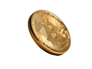 a close-up of a golden bitcoin coin, showcasing its intricate details