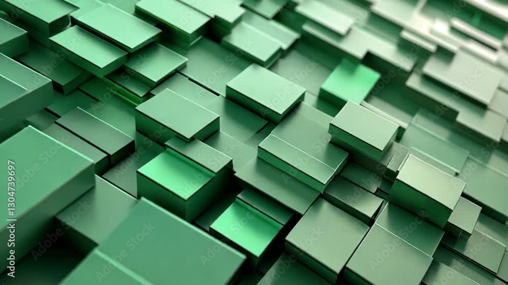 Poster geometric green abstraction: a mesmerizing view of an abstract pattern composed of multiple cubes, e