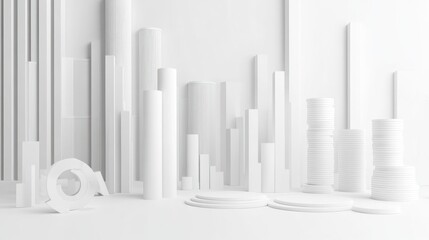 Obraz premium Abstract white geometric shapes composition