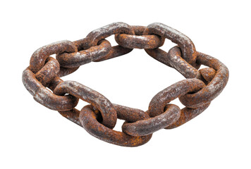 Obraz premium Rusty chain link industrial site isolated on transparent background png