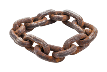Rusty chain link industrial site isolated on transparent background png