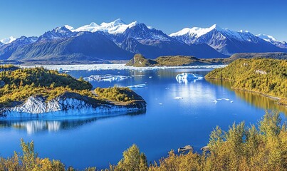 Alaskan Glacier Bay autumn landscape