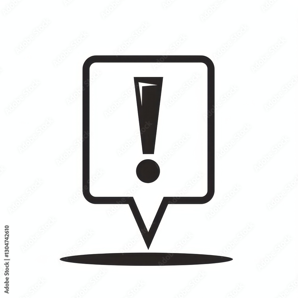 Poster alert notification icon black exclamation mark in square speech bubble pointer