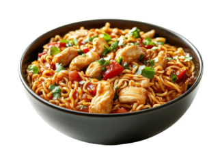 Delicious chicken noodles kitchen food isolated on transparent background png