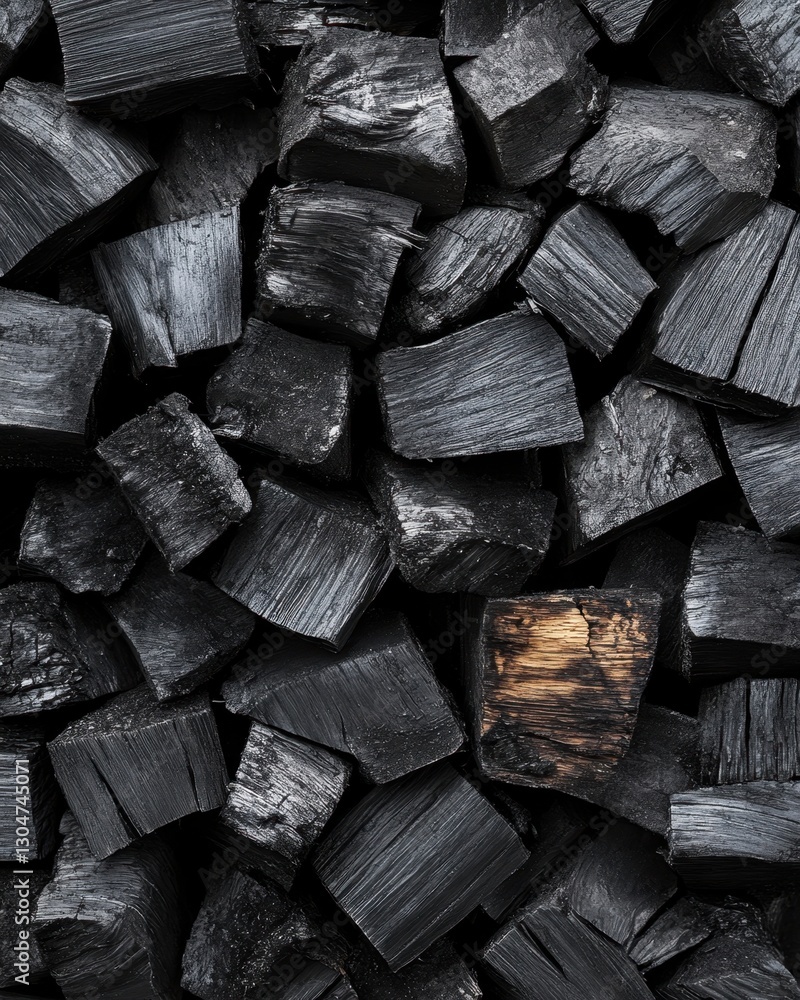 Poster dark charcoal texture background with a single piece of wood in the center for contrast and depth