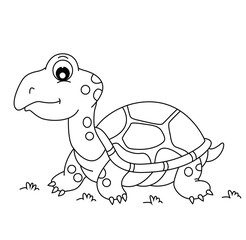 Cute cartoon hand drawn vector Wood Turtle coloring page.