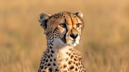 Fototapeta premium Elegant cheetah gazes into distance, showcasing distinct spots a