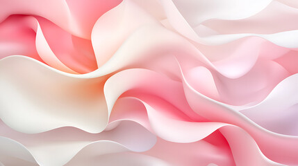 Obraz premium Smooth flowing pink and white abstract background with soft curves and waves, creating serene and calming atmosphere