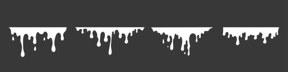 Melted milk or slime white drips. Abstract melt silhouette.