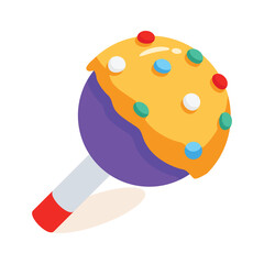 A well designed 3d style icon showing cake pop