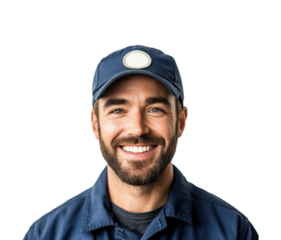 Smiling worker portrait bright professional isolated on transparent background png