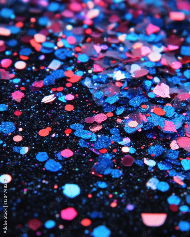 Poster vibrant confetti explosion on dark surface creating a dynamic backdrop with a festive and modern moo
