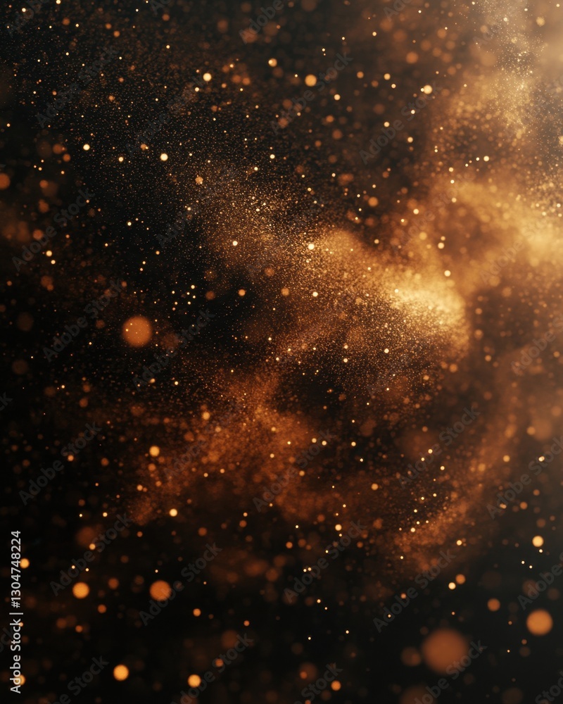 Poster abstract gold sparkle particle background with bokeh effect and dark backdrop creates a magical and 