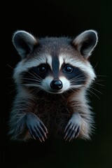 Obraz premium Adorable raccoon with striking facial features gazes curiously,