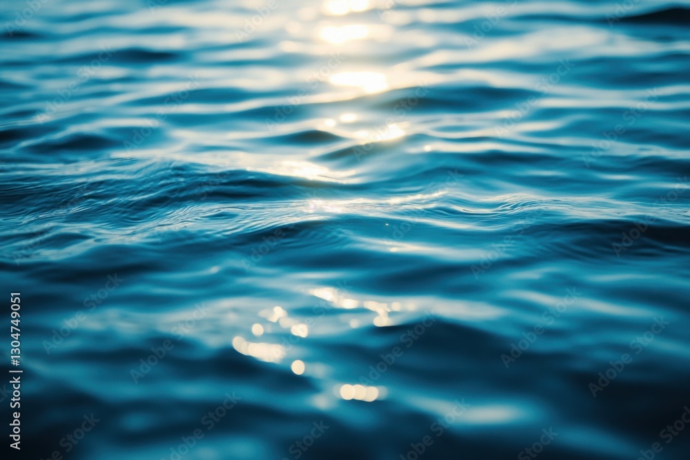 Aufkleber serene expanse of blue ocean water reflecting sunlight creating a calming and tranquil atmosphere wi
