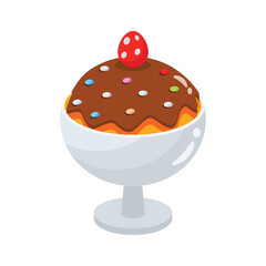A visually appealing 3d style icon depicting sundae serving