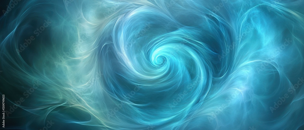 Poster ethereal vortex of swirling teal and azure hues creating a mesmerizing abstract design with a dreamy