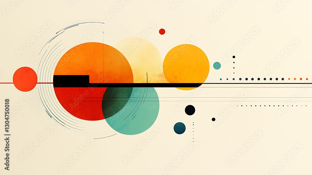 Poster abstract geometric shapes layered on a light beige background, creating a modern design
