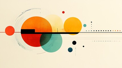 Obraz premium Abstract geometric shapes layered on a light beige background, creating a modern design