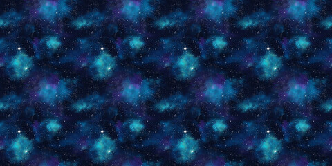Fototapeta premium Vibrant cosmic pattern in deep blue and purple tones with scattered stars. galaxy background