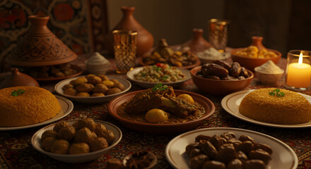 Naklejka premium The aroma of spices and sweet treats filling the air during Ramadan