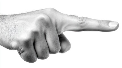 Hand pointing,  gesture,  isolated,  black and white.  Possible use Stock photo