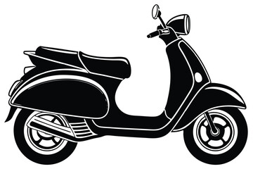 A Motorbike Scooter Vector black Silhouette isolated on a white background