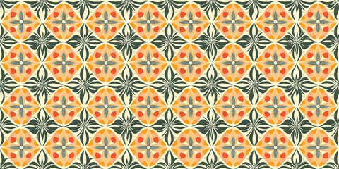 Seamless floral pattern featuring vibrant colors and detailed designs for versatile background use. Pattern