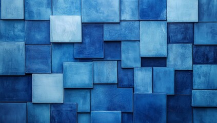 Abstract blue square wall pattern (1)