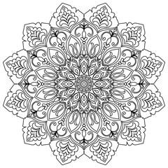 Mandala lines, abstract flowers for coloring