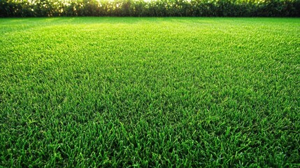 Lush green lawn illuminated by sunlight creating a vibrant and inviting atmosphere for outdoor activities and relaxation showcasing natural beauty