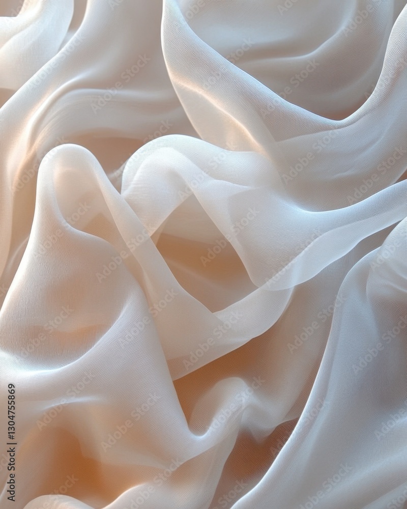 Poster ethereal silk fabric abstract background with flowing waves and soft light creating a dreamy delicat