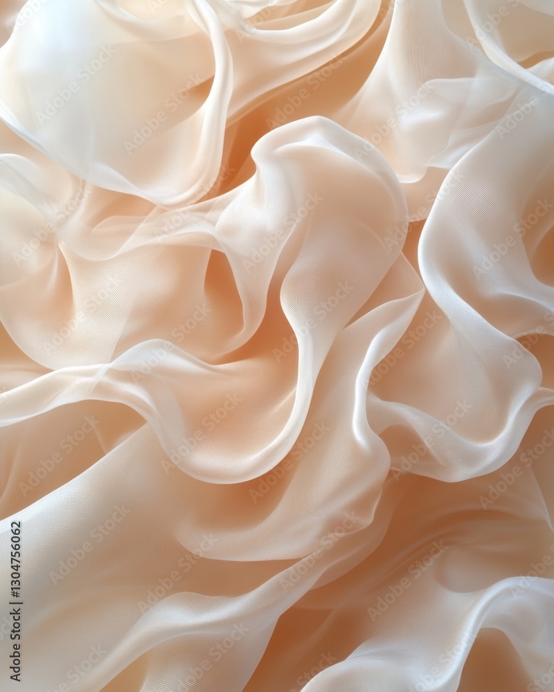 Aufkleber elegant flowing peach fabric creating soft waves and gentle folds in a luxurious and dreamy textile 