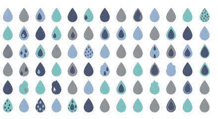 Raindrop Pattern in Blue and Gray Tones for Background Design