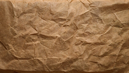Fototapeta premium Abstract wrinkled brown paper background with detailed creases and natural shadows, ideal for backgrounds or designs emphasizing organic, rustic, or textured themes. Suitable for creative projects
