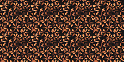 Elegant seamless copper tile pattern with intricate floral design on dark background. pattern copper