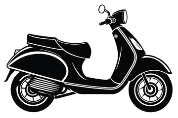 black silhouette scooter vector white background