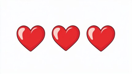 Red hearts, heart icons, and love hearts.
 