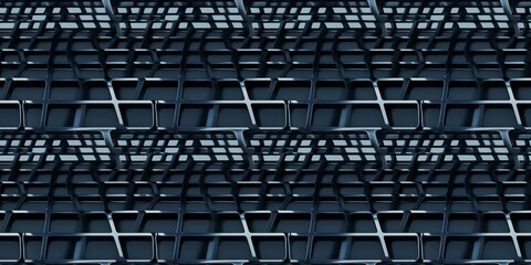 Fototapeta premium Seamless black and silver geometric pattern showcasing a modern architectural design. 3d grid background