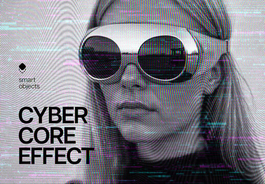 Cybercore Glitched Photo Effect Mockup
