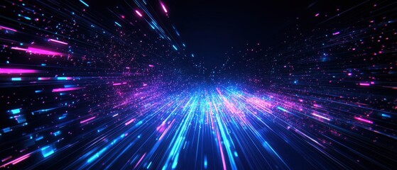 Obraz premium Dynamic Abstract Background with Glowing Lines and Particles in Blue and Pink Tones for Modern Technology and Futuristic Design