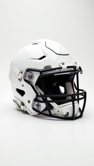 Fototapeta premium Modern football helmet, pristine white backdrop, background, sports
