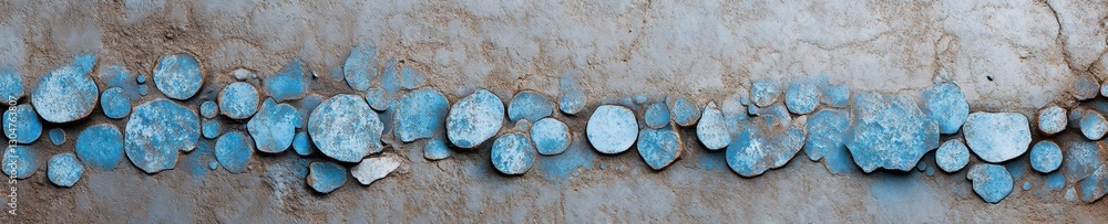 Aufkleber abstract arrangement of blue stones on a textured surface, creating a visually striking pattern with