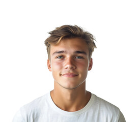 Obraz premium Smiling young man portrait neutral isolated on transparent background png